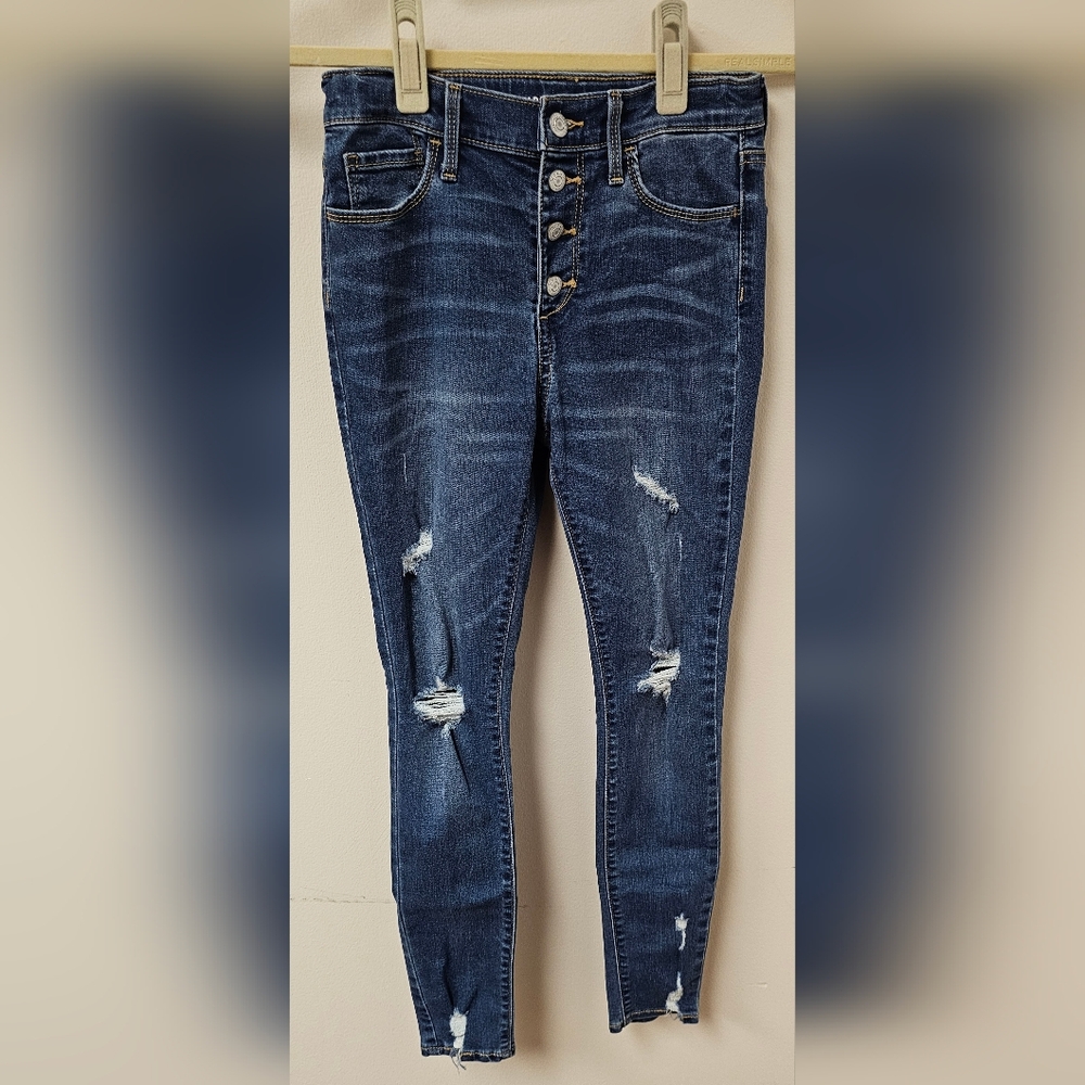 Old Navy Dark Blue Distressed Jeans